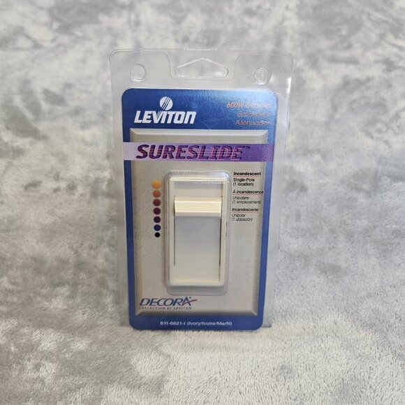 Leviton 611-6621-I  Decora Sureslide 600W Dimmer Switch Ivory - Picture 8 of 11
